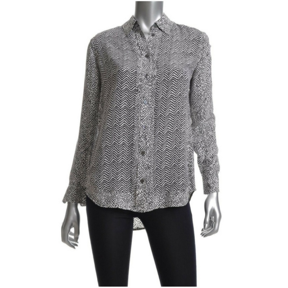 EQUIPMET Femme Geometric Print 100% Silk Blouse